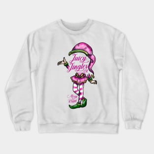 JUICY JINGLES: Bells Bright Christmas Elf Green Gold Jingles Merry Pink Crewneck Sweatshirt